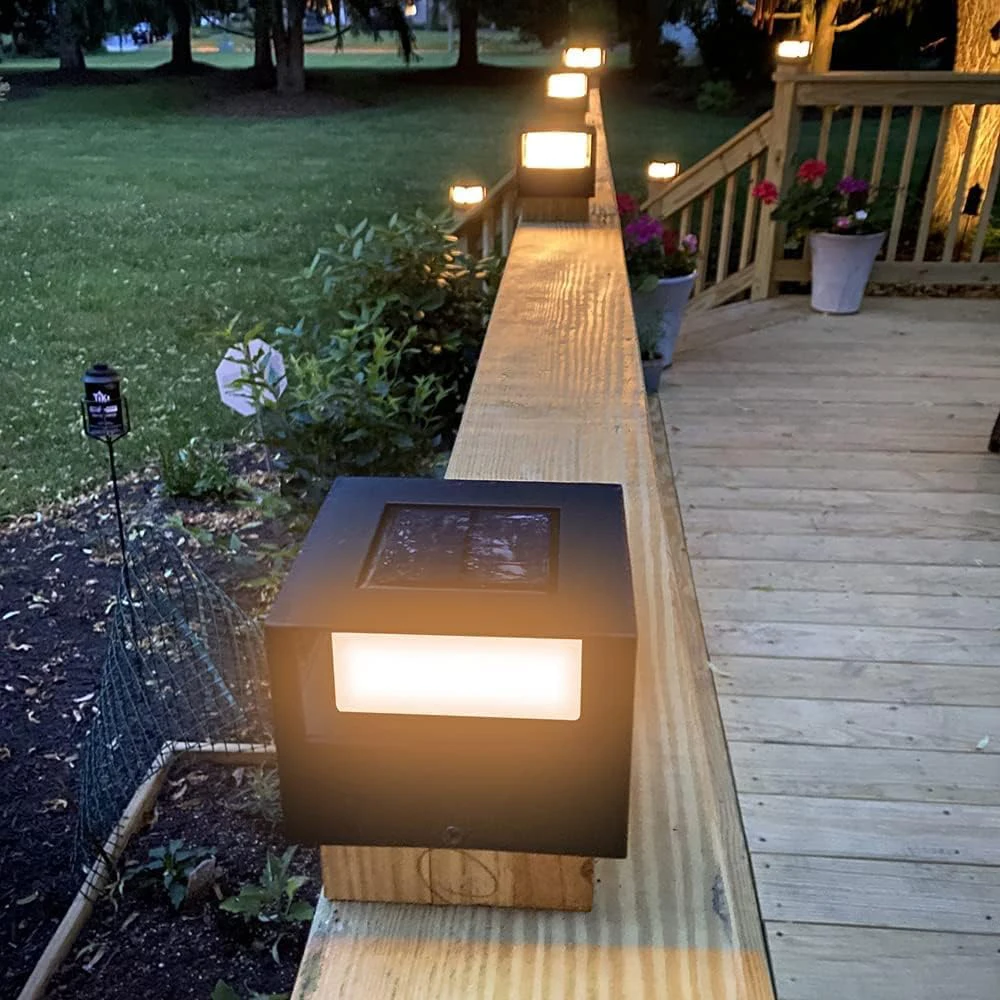 

12 Pieces of Solar Column Cover Lamp RGB Color Changing Fence Suitable for Garden Decoration LED High Brightness Lighting