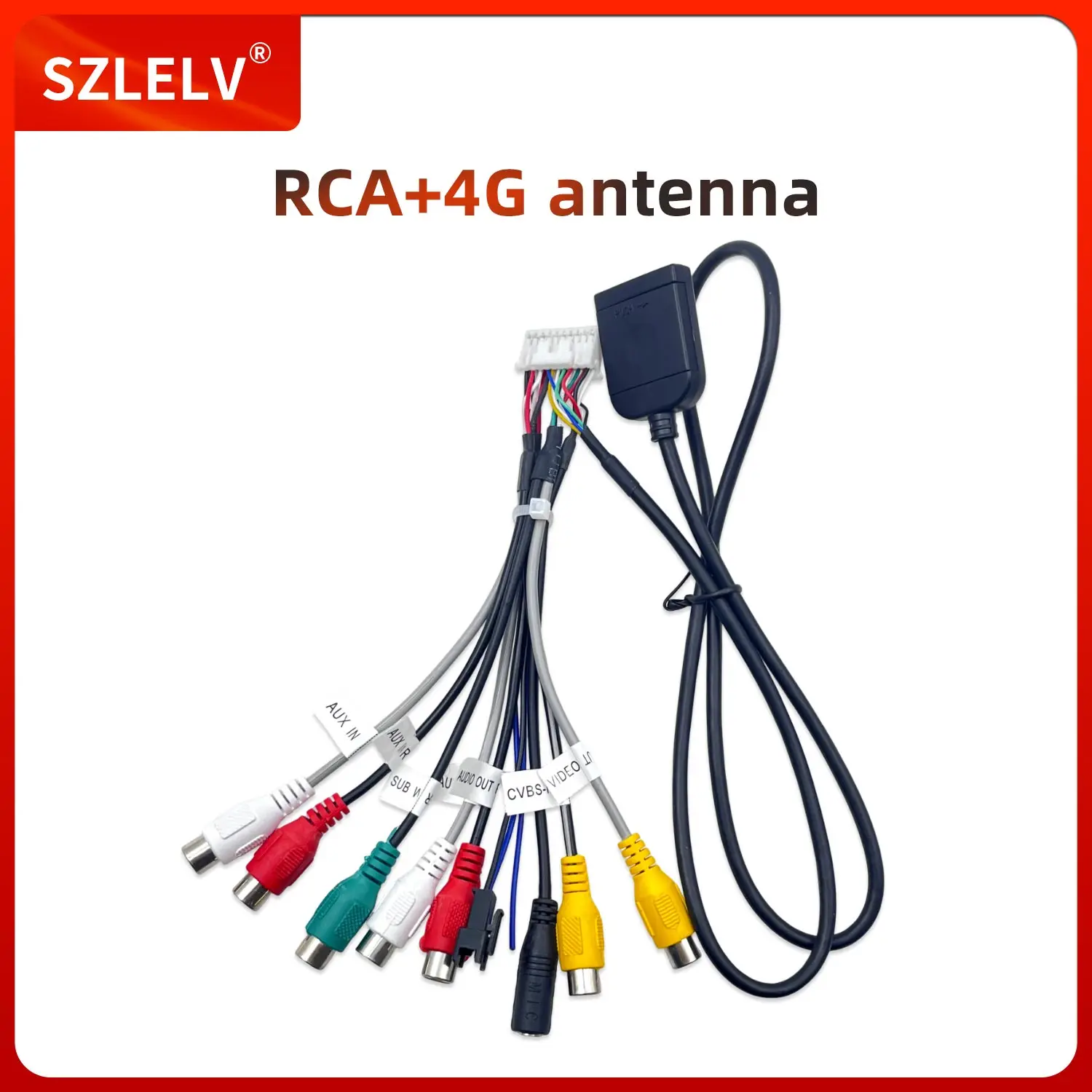 Câble RCA universel 20 broches pour autoradio Android, amplificateur de subwoofer, adaptateur AUX avec emplacement pour carte SIM et WiFi Bluetooth