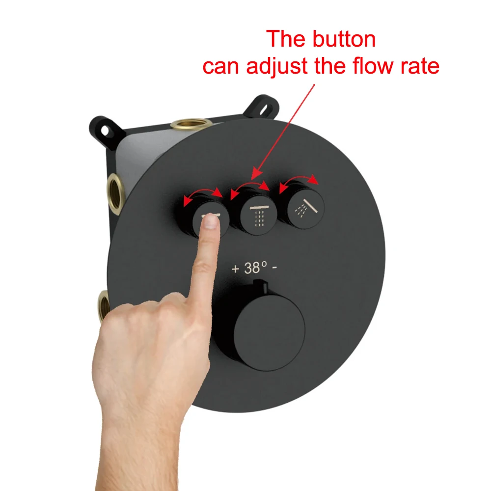 

Скрытый термостатический смеситель для душа, регулируемый поток воды, кнопочный переключатель, 3-ходовой выпускной клапан для воды, настенный смеситель