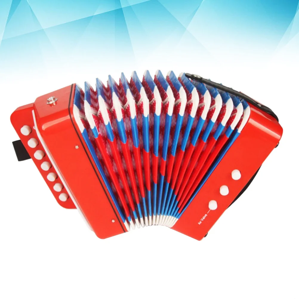 Strumento musicale a fisarmonica rossa Design a sette pulsanti Dieci tasti Tastiera musicale per lo sviluppo educativo in ABS durevole