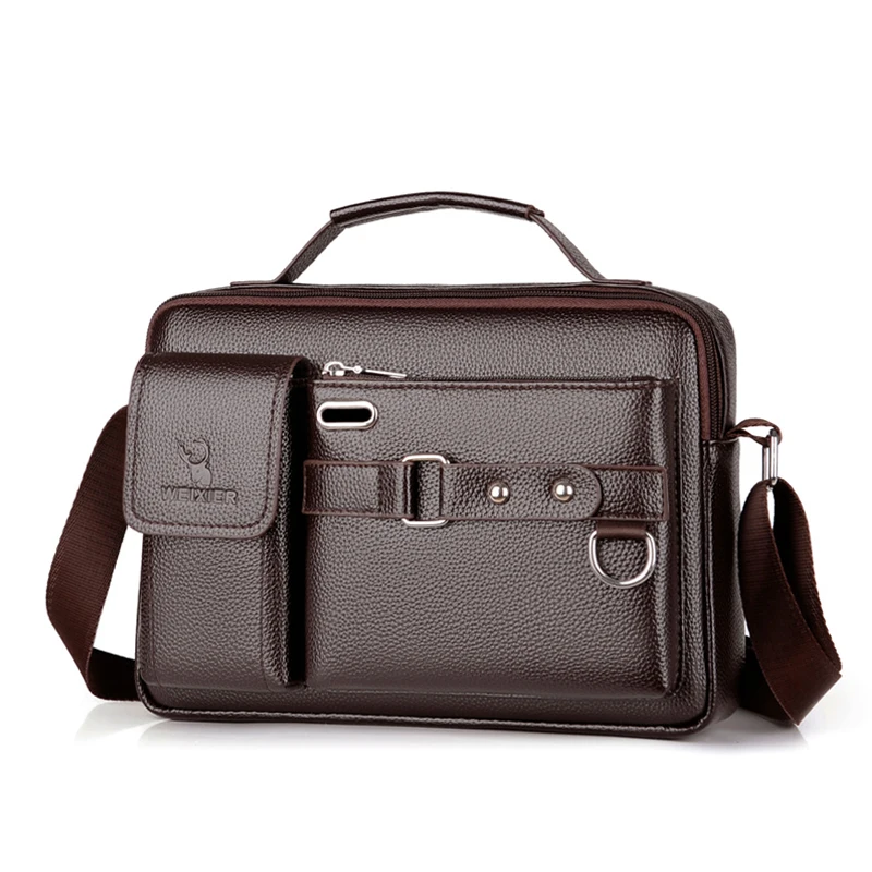 Fashion Men's Shoulder Bag Business Man Crossbody Bags PU Leather Male Handbag Briefcase Travel Messenger Bag Mens Bag