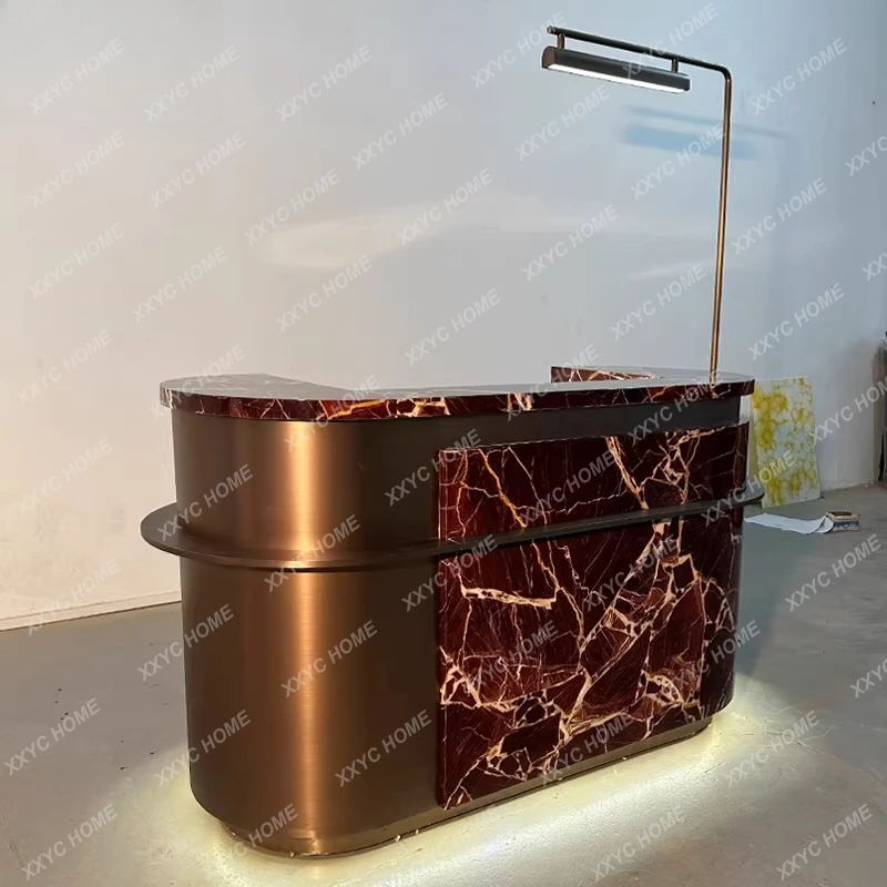 

Reception Desk Company Front Desk Water Bar Counter Painted Irregular Simple Bar Counter