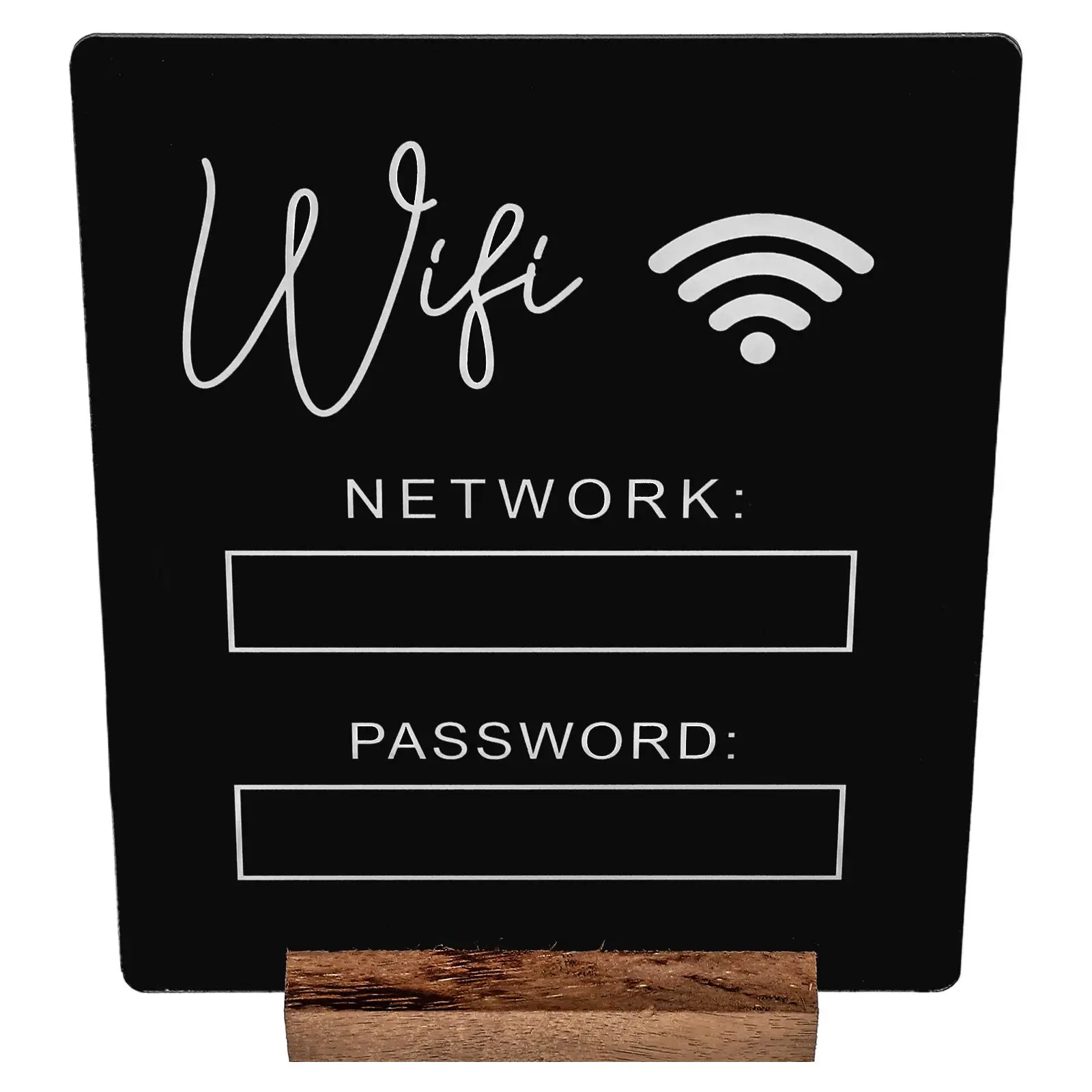 Segnale password Wifi Segnale Wifi acrilico per identificatore di rete wireless resistente ai graffi nero Home Office Restaurant