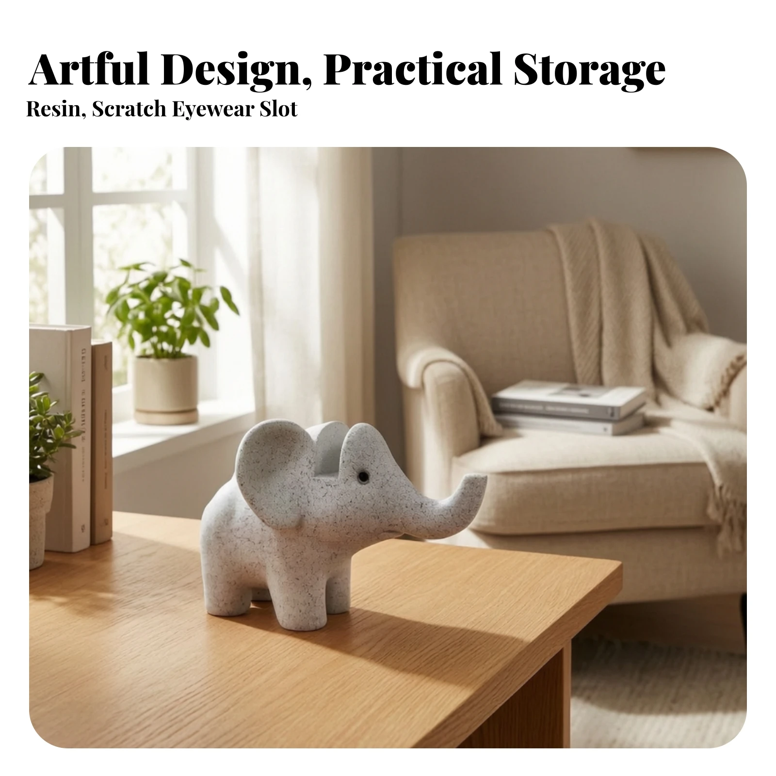 Elephant Eyeglass Holder Decorative Elephant Glasses Holder Eyeglass Stand with Trunk Support Tabletop Stable for Desk