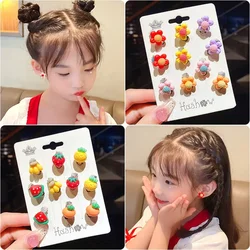 10 Pcs Cute Girls Earrings No Ear Hole Flower Ear Clip Child Earrings Jewelry Children Princess Birthday Gifts Kids Accessories