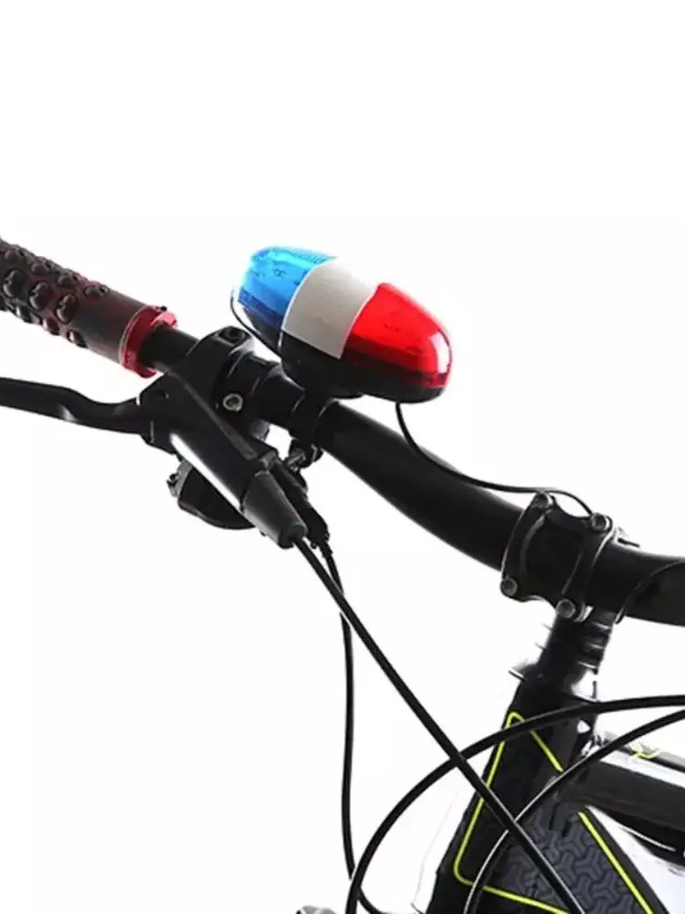 AliExpress NONE Bicycle Police Siren 4 Sounds Melody Bicycle Power Horn Siren Bell 6-LED Strobe Blue and Red Bicycle Safety Light for Kids Bike
