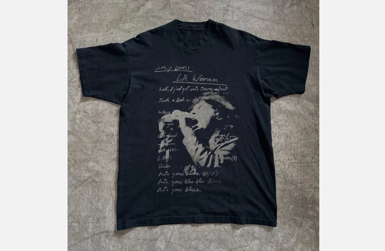 The Doors Band T-shirt, LA Woman Lyrics, Jim Morrison， Unisex Fan Casual T-shirt Street Style Outdoor Daily Outfit