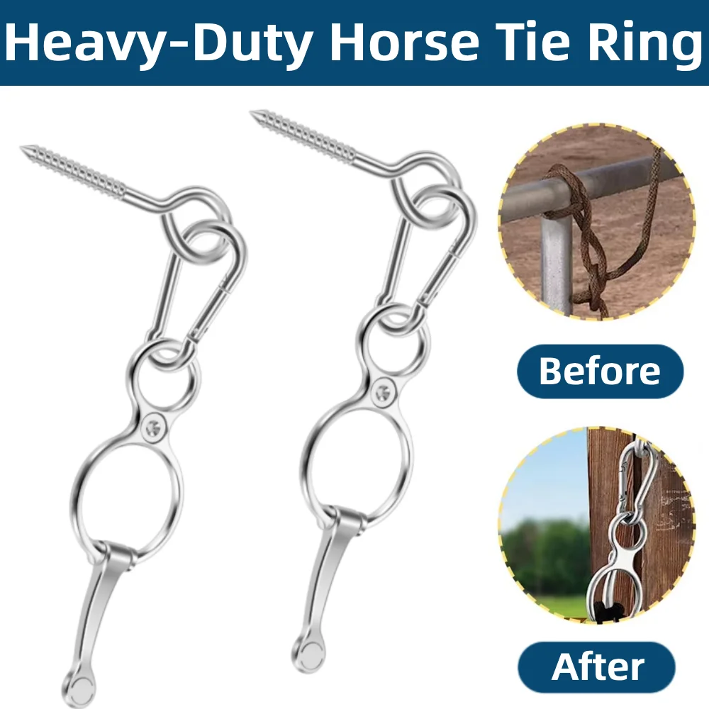 

2 шт. сверхмощное кольцо для галстука для лошади, нержавеющее, быстросъемное, предотвращающее вытягивание, крестовое кольцо для галстука, оборудование для такелажа лошадей, аксессуары для безопасности