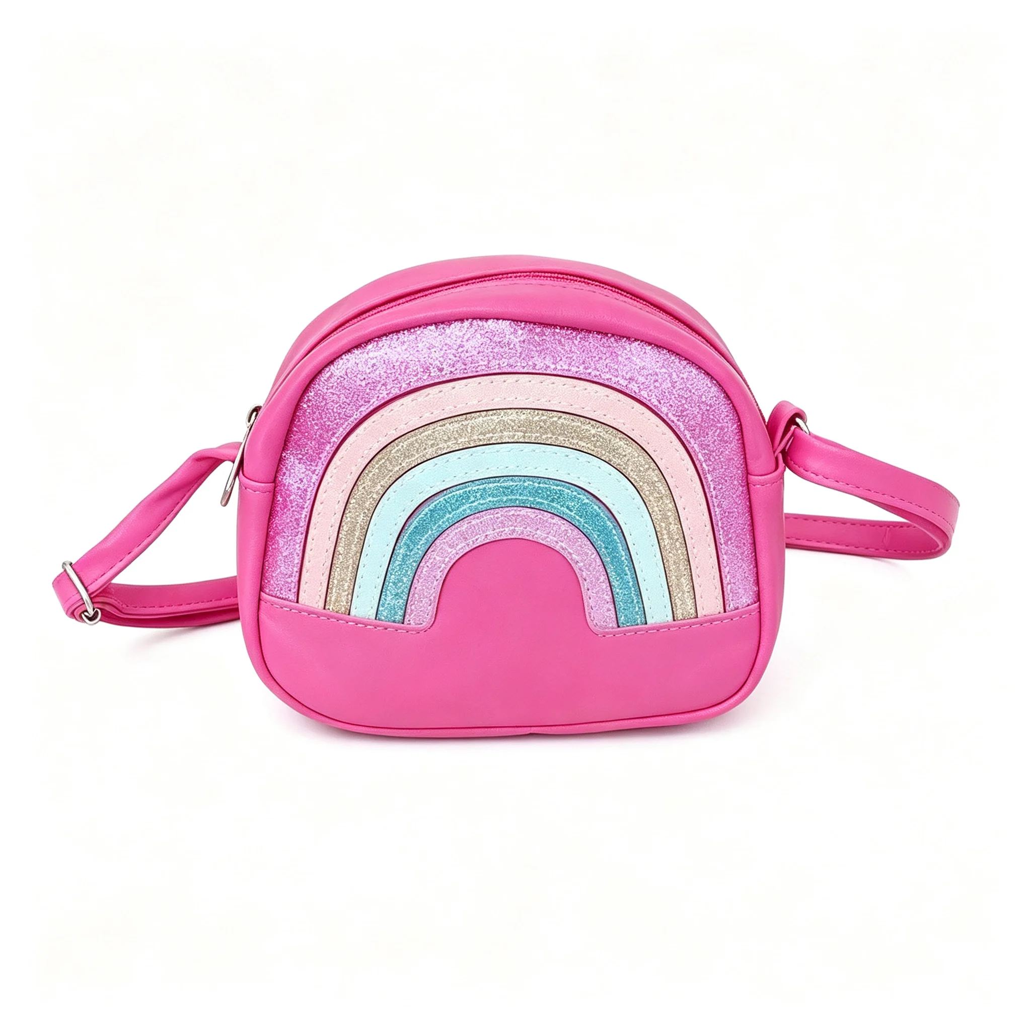 Red Purple Blue Magenta Golden Rainbow Glitter Sparkle Rose Pink Girls Kids Crossbody Shoulder Bag Cute Mini Sling Purse Girls