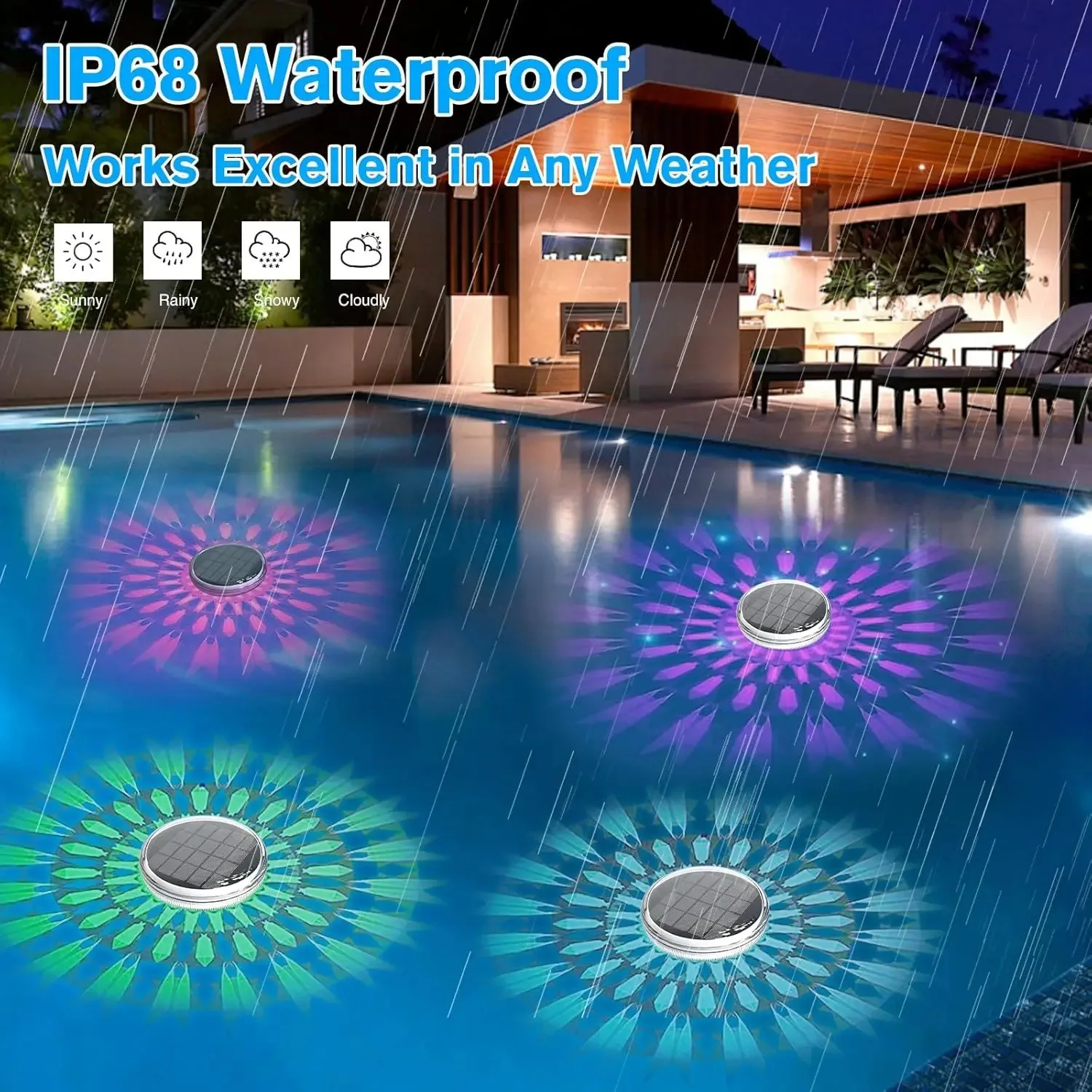 1/2/4PCS Solar Schwimmende Pool Lichter IP68 Wasserdichte Pool Lichter Mit Fernbedienung 3 Dynamische Beleuchtung Timing Modus Pool Beleuchtung