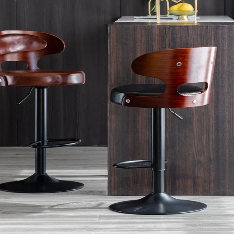 Adjustable Swivel Barstools Height Bentwood Bar Stools Modern Bar Chairs with Footrest Versatile Bar Seating