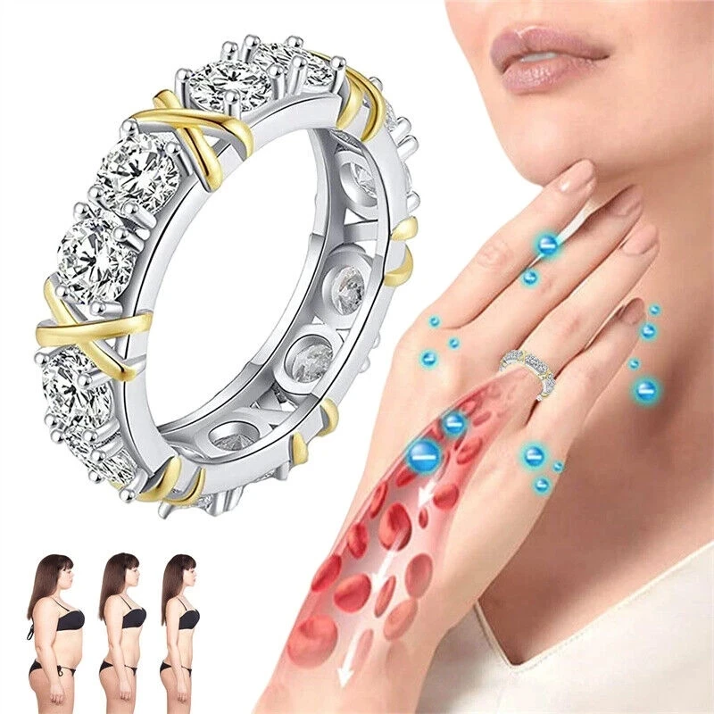 Fashion Cubic Zirconia Cross Rings for Women Slimming Health Care Weight Loss Ring Engagement Wedding Couple Gifts Charm Jewelry