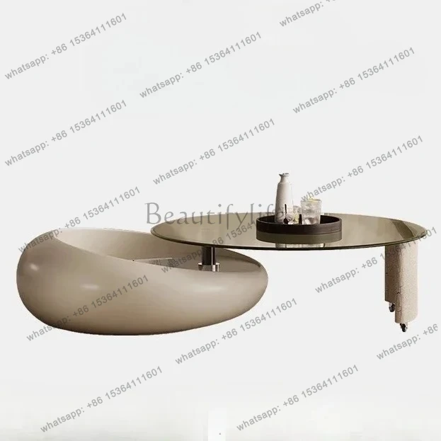 

Tavolino girevole italiano, arte rotonda, vernice da forno, piccolo appartamento di fascia alta, soggiorno, portaoggetti multifu