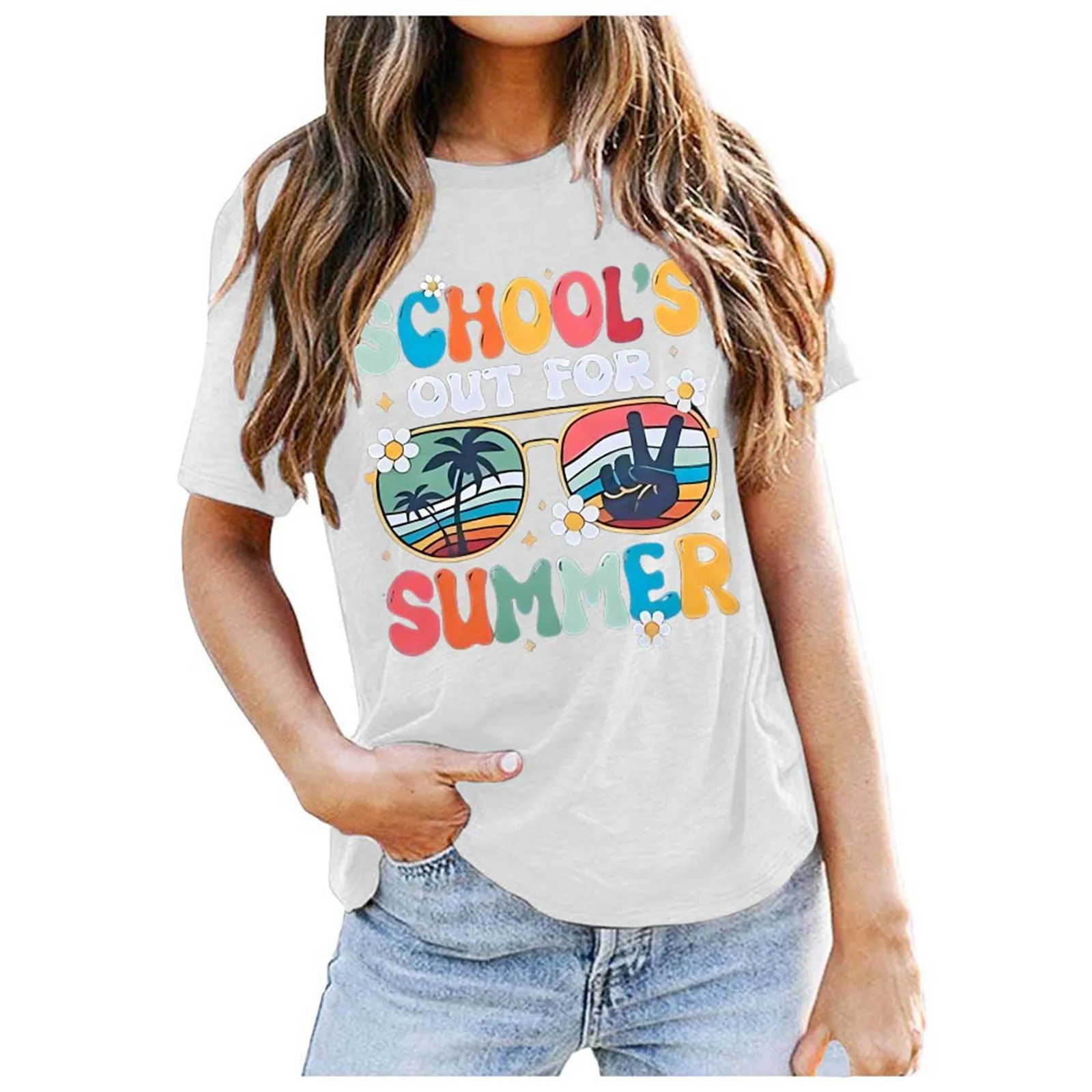 

Coconut Tree Letter 3d Printed Sweet T Shirt Women's Loose Casual Crew Neck Tee Shirts Short Sleeved Summer Female Tops Tee