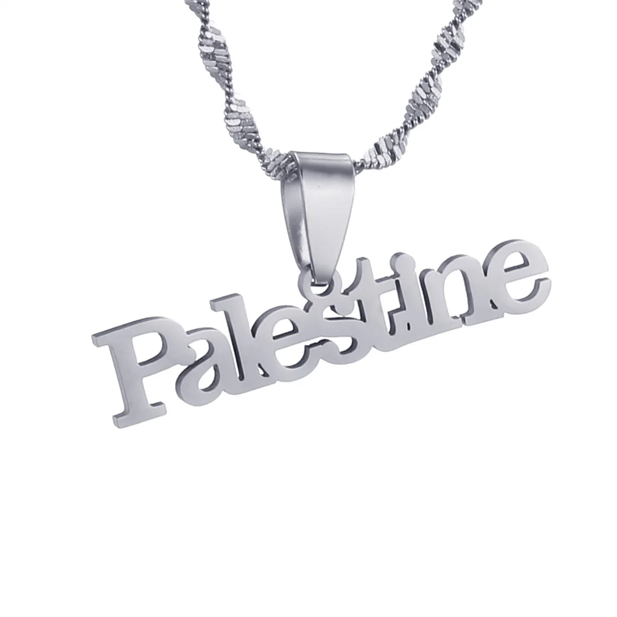 Stainless Steel Palestine Vintage Map Pendant Necklace For Men Women Arabic African view 5