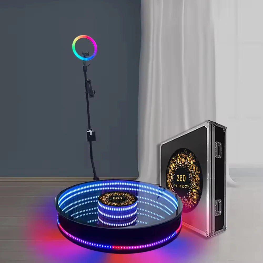 

360 camera booth, portable automatic 360 video booth with flying case, used for wedding and event decoration
