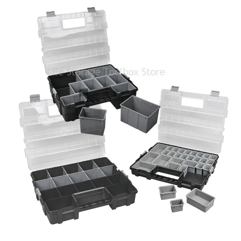 Caja organizadora de herramientas de Hardware, organizador de piezas, tornillos, caja de almacenamiento, compartimento de piezas, caja organizadora