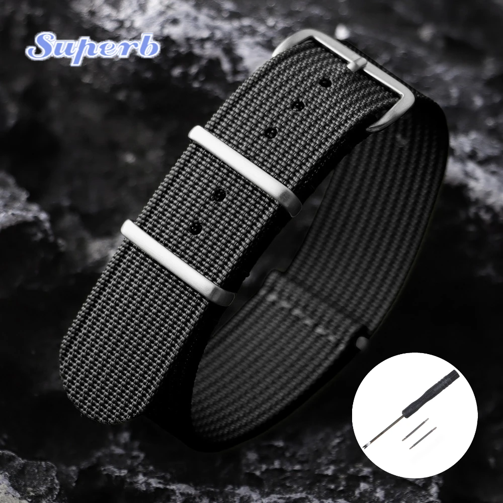Neues geripptes Nylon-Uhrenarmband, Nylon-Uhrenarmband, 18 mm, 19 mm, 20 mm, 22 mm, Uhrenarmband-Zubehör für Militäruhrenarmbänder