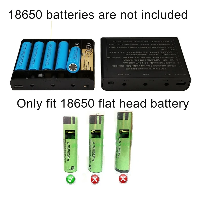 USB 12V Output 6x 18650 Batteries UPS DIY Box for Cellphone WiFi Router LED Light 3000mAh Battery Pack