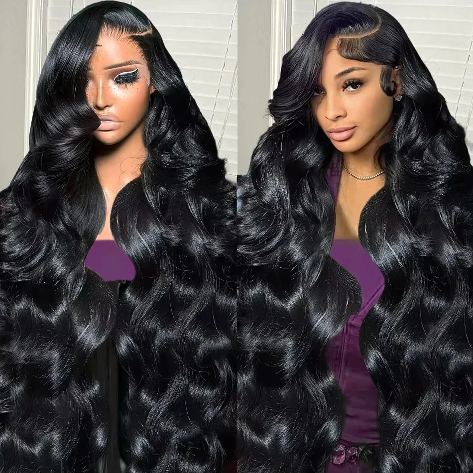 Perruque Lace Front Wig Body Wave Naturelle, Cheveux Humains, 5x5, 30 40 Pouces, Pre-Plucked, Transparent HD, Densité 250, pour Femme Noire