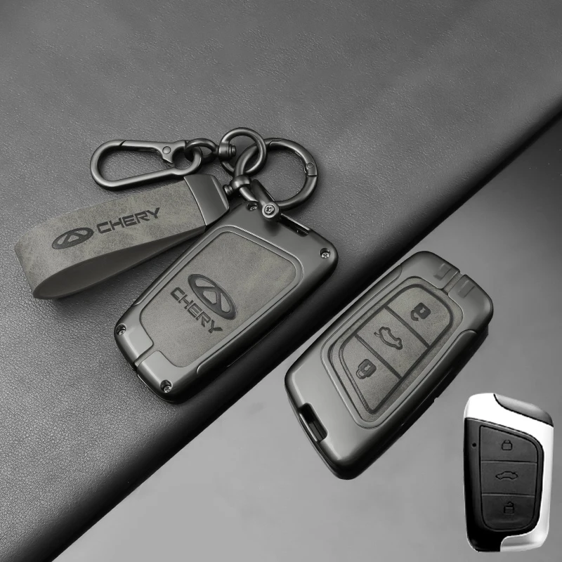 Nueva funda para llave con 3 botones de cuero para coche, funda para llave, soporte para carcasa, control remoto inteligente para Chery EQ1 Little Ant New Energy QQ Ice Cream