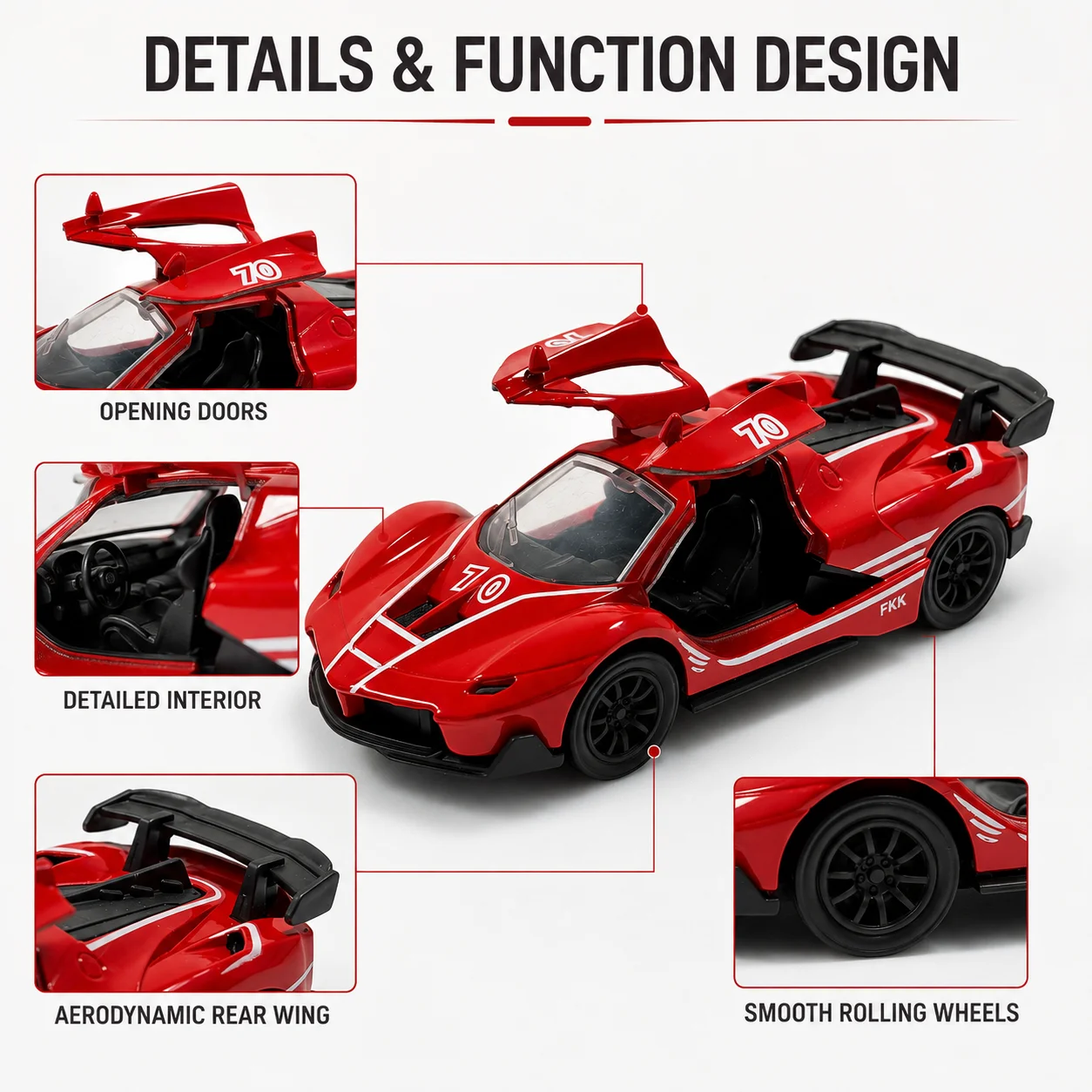 (Corrugated Box) Striped Track-Ready Supercar Diecast Toy Car, with Power Return Function, Metal Casting, the Best Gift.