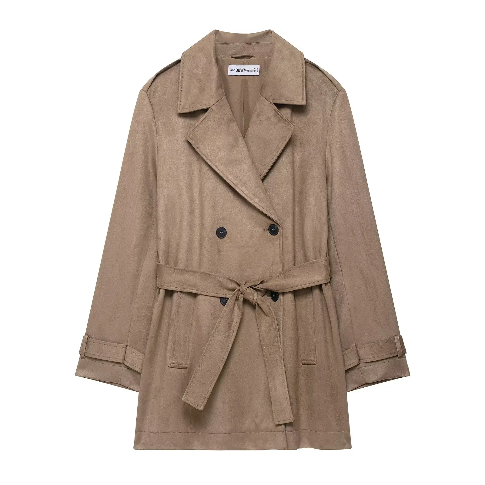 

Новая осенняя модная ветровка, женская одежда, универсальное пальто с эффектом искусственной замши, длинный костюм-воротник, двойная пуговица