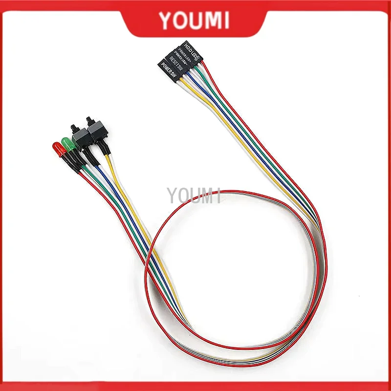 65CM Slim PC Compute Motherboard Power Cable Original on Off Reset with LED Light PC Power Reset Switch Push Button Switch