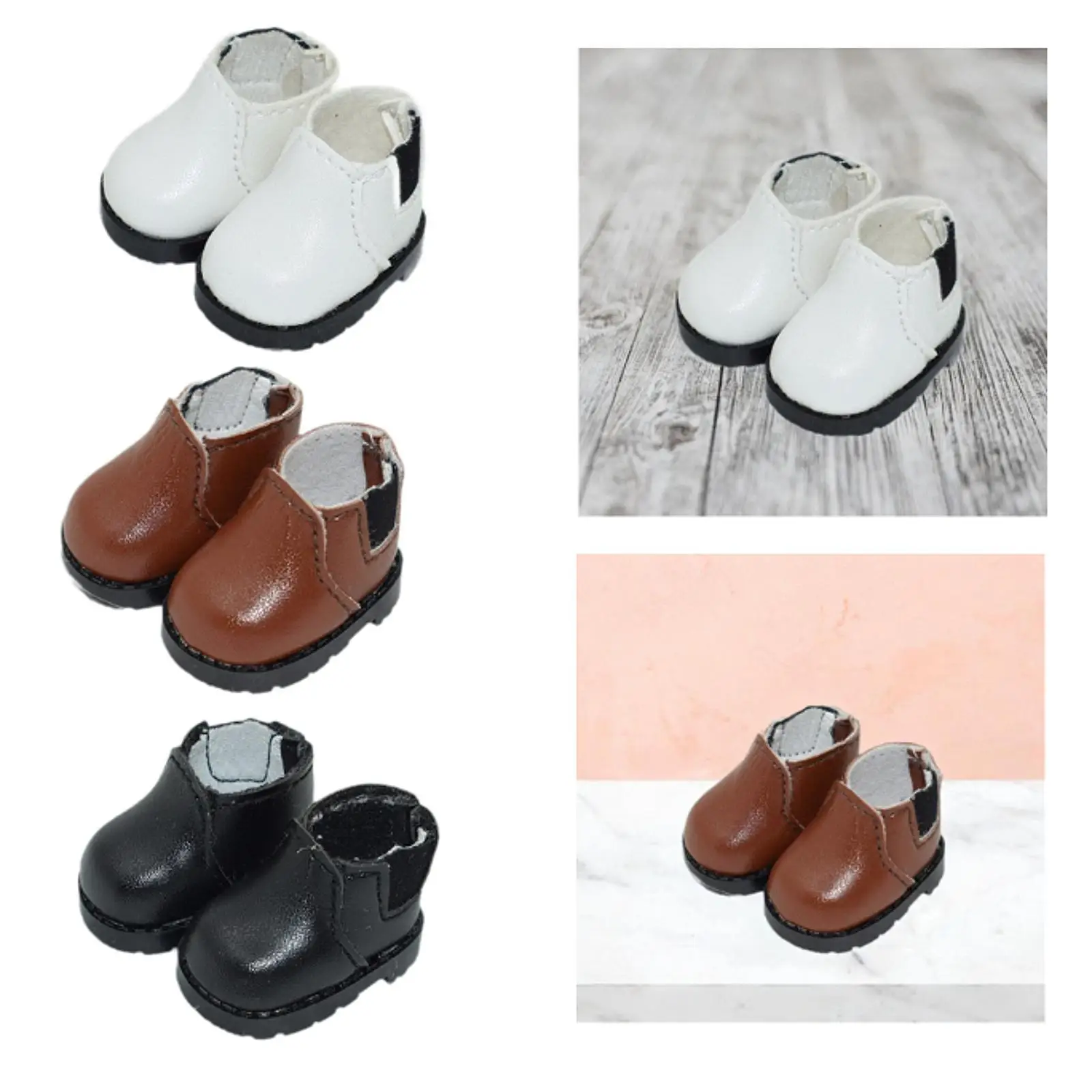 Doll Shoes Square Toe Shoes for 17cm Doll Pretend Play Toy Girl Gifts Fashion Fashion Doll PU Leather Shoes Doll Mini PU Boot