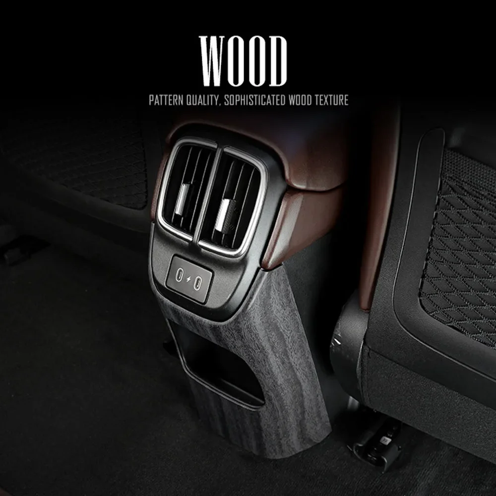 Interior Wood Grain Style ABS Rear Seat AC Vent Frame Air Outlet Cover Trim For Hyundai IONIQ 6 2022 2023