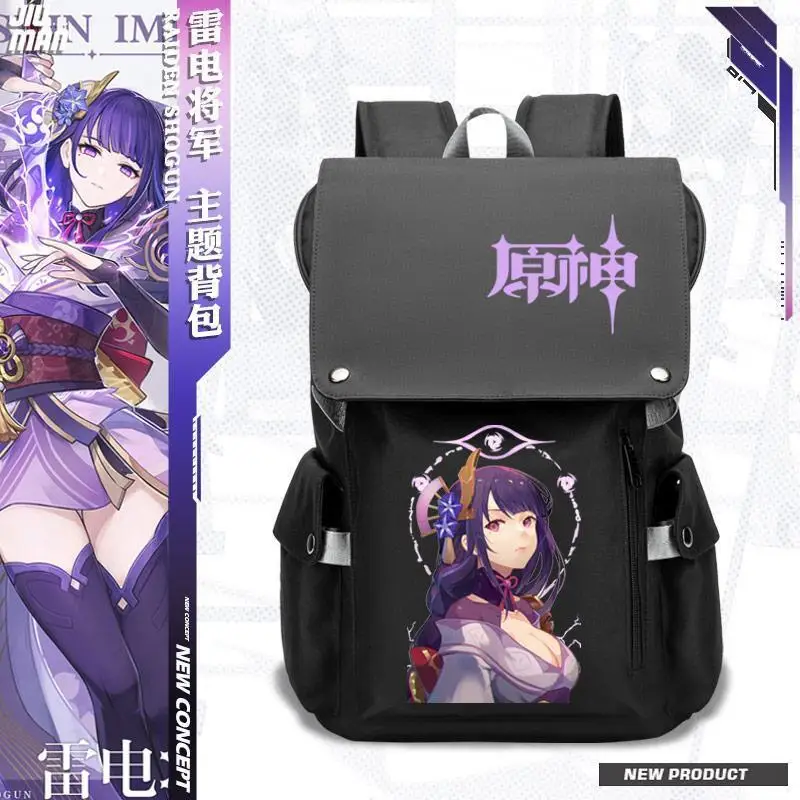 

Genshin Impact Raiden Shogun Baal 2D Merchandise Backpack For Men And Women Students Campus Trendy School Bag Anime