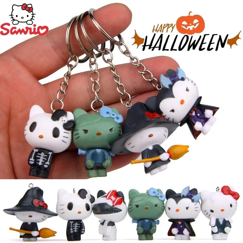 

Sanrio Hello Kitty Halloween Dress Up Doll Keychain Girls Kawaii Cartoon Backpack Pendant Holiday Theme Decoration Kids Toy Gift