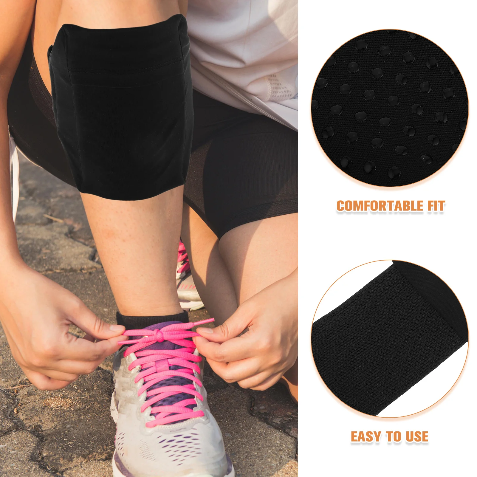 1 قطعة قابل للتعديل الشريط الرياضة حقيبة النايلون الساق الحقيبة للهاتف المحفظة مفاتيح مريحة تناسب الجري الصالة الرياضية السفر في الهواء الطلق الساق الحقيبة