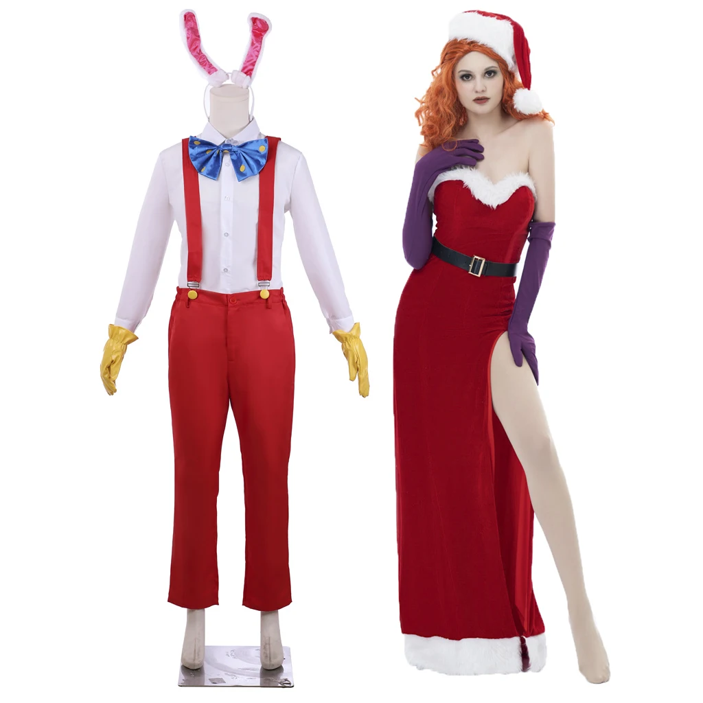 

Who Framed Roger Rabbit Cosplay Jessica Costume Roger Rabbit Cosplay Outfit Men Suit with Gloves Headwear for Halloween Party