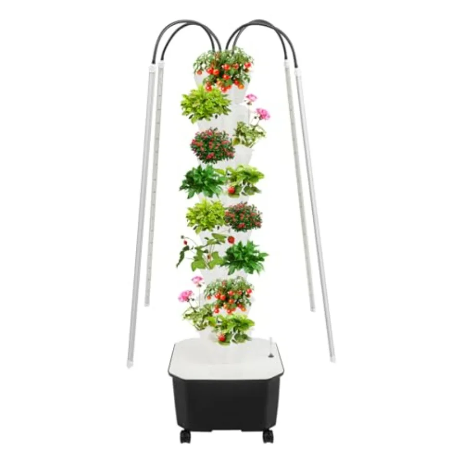 

40 Plants Vertical Hydroponics Growing System Kit Smart Tower Garden Indoor Planter with Water Circulation LED Full-Spectrum Li
