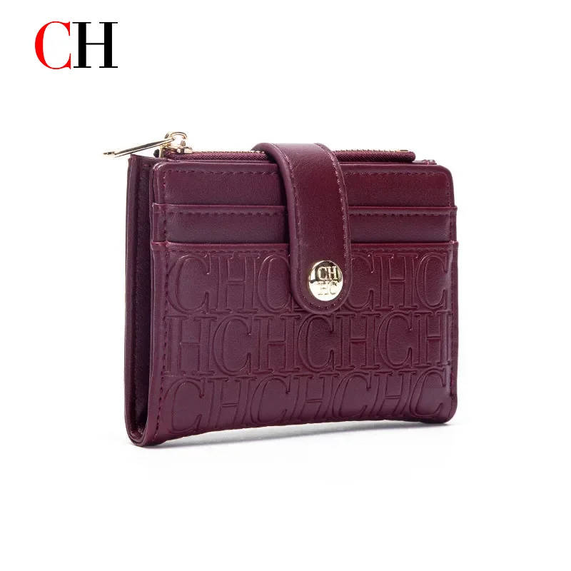 CH Fashion Button Classic Folding Money Clip Compact Lightweight Luxury WomenLuxury Brand Classic Retro Square Design Card Case