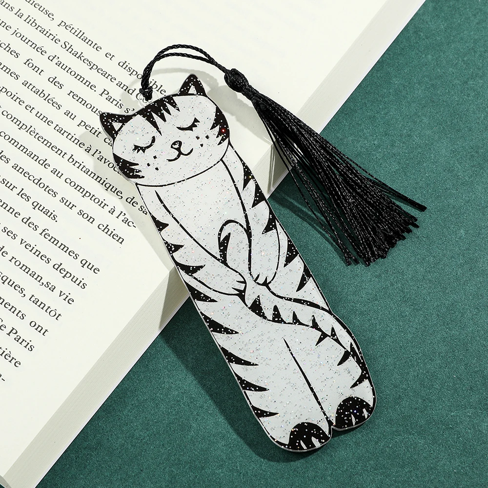 Kitten Doodle Bookmark Acrylic Bookmark with Tassel Exit Gift for Colleagues, Farewell Gift for Teachers Friends