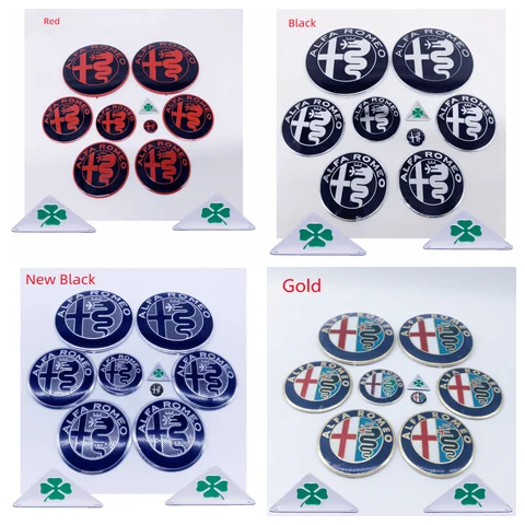 11Pc Car Steering Wheel & Front Hood Emblem Stickers for Alfa Romeo GTAM Giulia Stelvio Mito Tonale - Multiple Sizes Available
