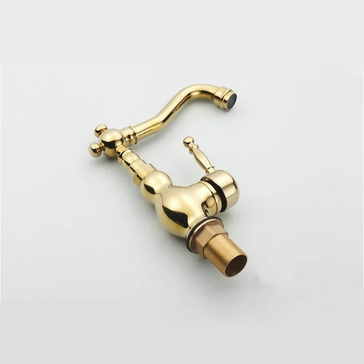 Brass titanium plated gold-plated washbasin hot and cold faucet