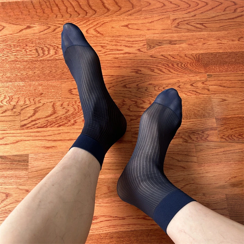 Premium Men's Dress Socks with Fine Stripes Short Length Suitable for Business Attire and Formal Wear Breathable