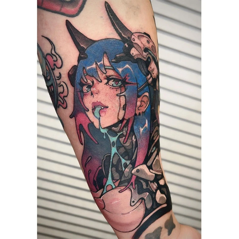 

Cyber Mechanical Girl Temporary Tattoos Cartoon Tattoo Body Art Waterproof Long-Lasting Fake Tattoo Sticker for Women Men