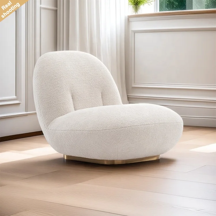 

Scandinavian Velvet Lazy Sofa Chair Lamb Wool Accent Chair Single Living Room Lounge Sofa Chairs
