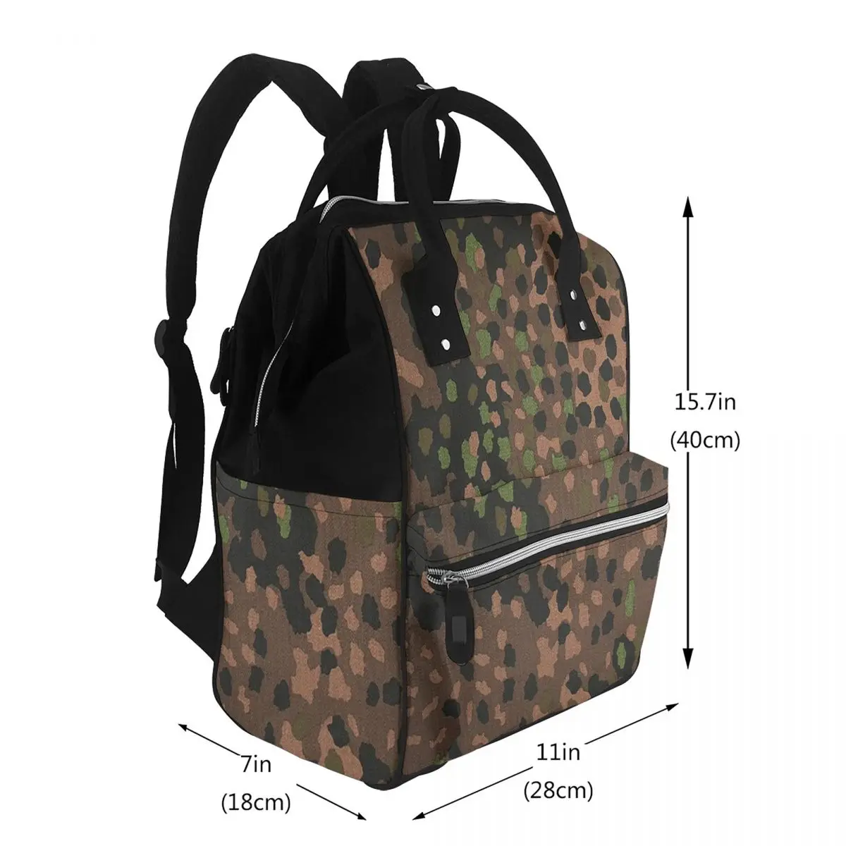 Splintertarn German WW2 Camouflage Army Military Camo Student Backpack School Bag Hiking Travel Daypack for Men Women Bookbag