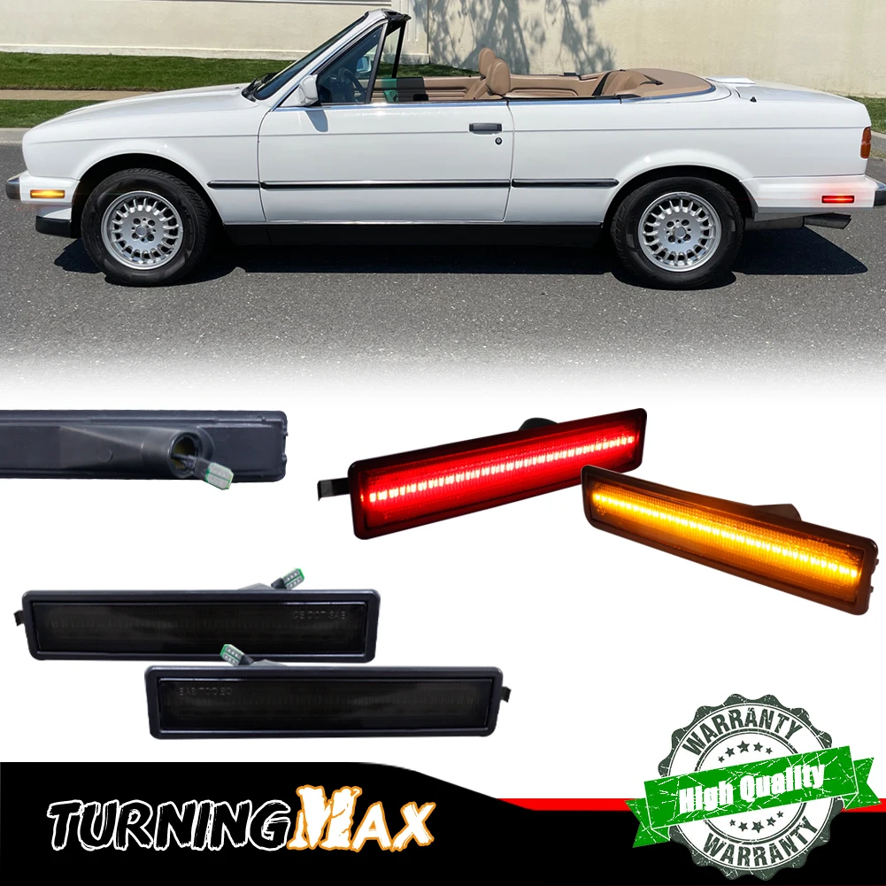 

Smoked/clear Lens LED Side Marker Lights Front + Rear For BMW E30 3-SERIES 325i 318i 325e For BMW E34 5-Series 530i 525i 540i E3