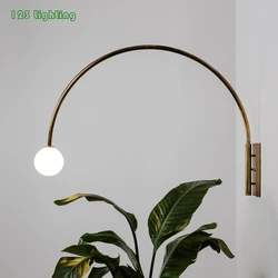 Gold Arched LED Wall Lights White Glass Gold Metal Sconce G9 Bulb 110-220V For Bedroom Bedside Living room Nordic Lamp