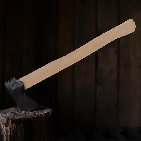 Wooden Axe 50cm Hardwood Flat Axe Handle for Outdoor Camping Woodcutting Durable Smooth Surface Easy Install Replacement Hatchet