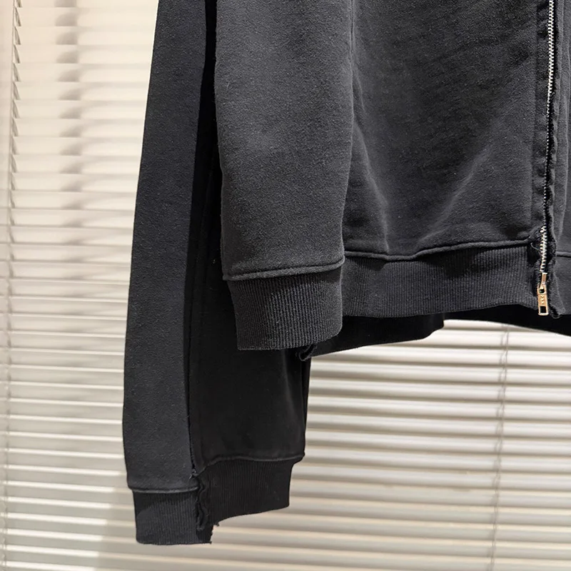 الخريف الشتاء 100% القطن خمر غسلها الأسود سستة سترات للعبة البيسبول الرجال النساء الجوف خطابات شعار طباعة مارتين روز معطف