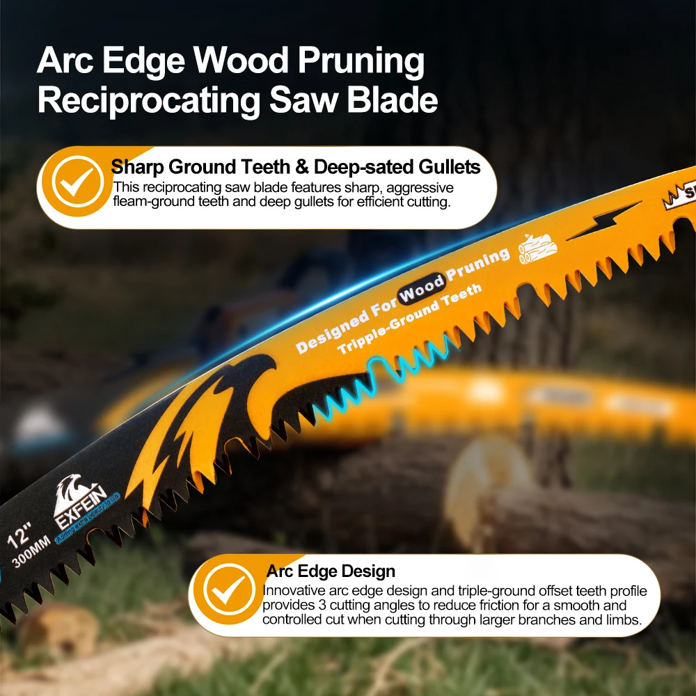 EXFEIN الأسنان الترددية المنشار بليد مجموعة تشذيب المنشار قطع سجل الخشب التشذيب لتقليم الأشجار قطع الخشب