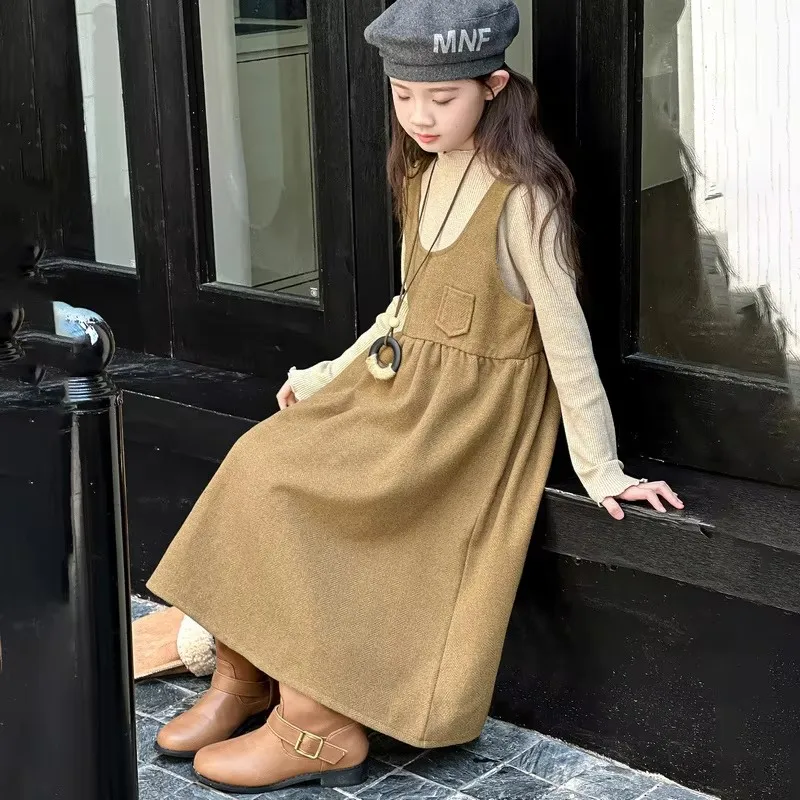 Preppy Style Elegant School Girl Clothing Sets for Children Dress And Sweater 2 PCS Set Clothes Luxury Outfit 5 7 9 11 13 14Y