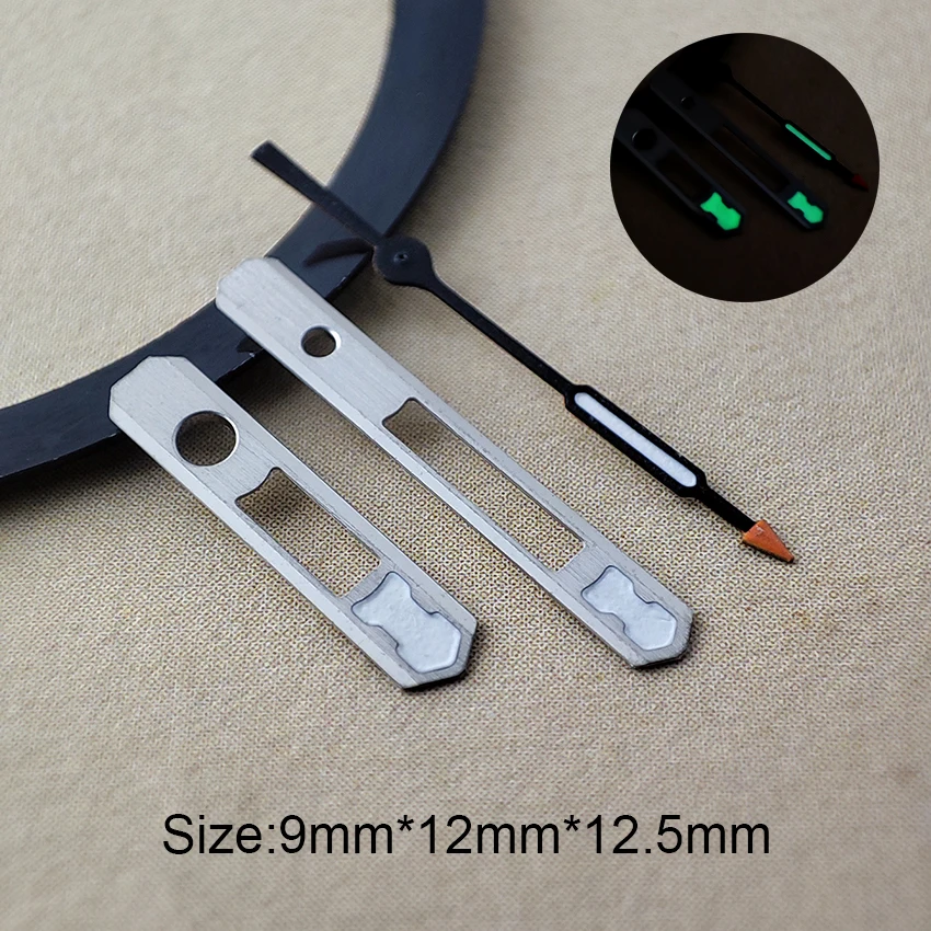 NH35 Hands high-end color blocked black orange silver edge pointer green luminous hands suitable for NH35/NH36/4R/7S movement